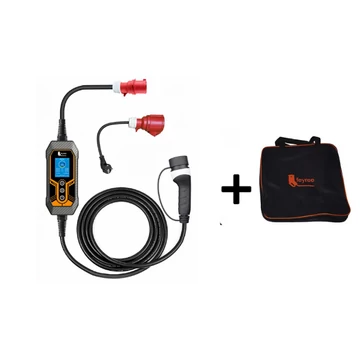 Feyree állítható, hordozható autó töltő 11kW (3x16A), 5 méter, Type2, adapterrel